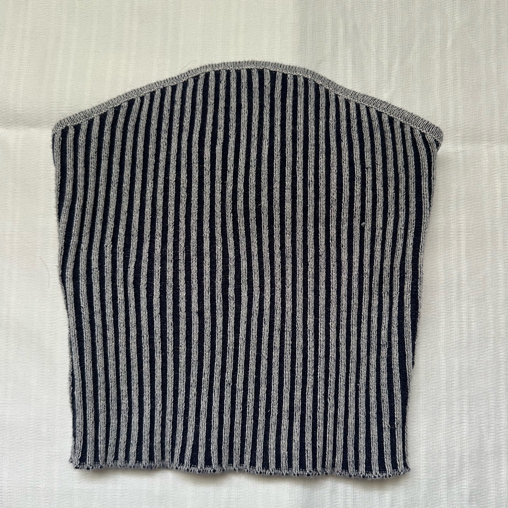 navy blue and white stripe tube top